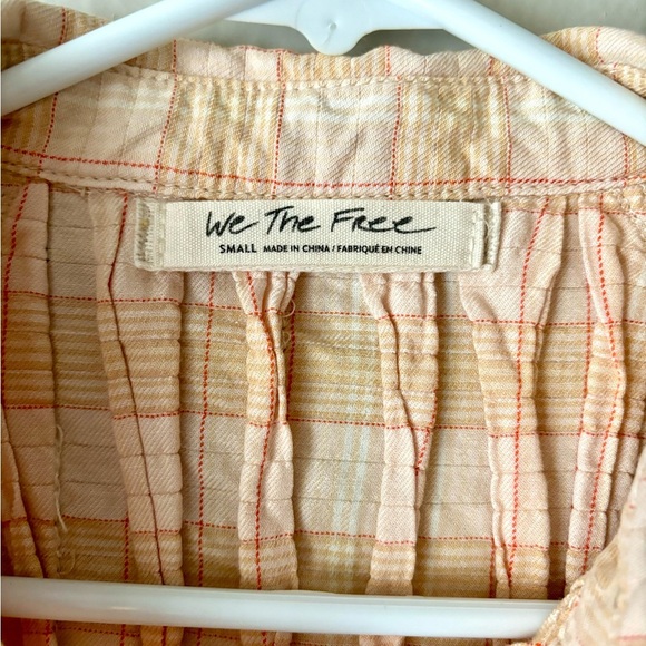 We The Free Peach Plaid Button-Down Shirt - Picture 3 of 6